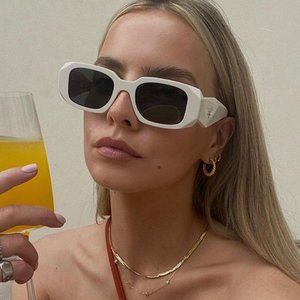 Prada Bold White and Gray Sunglasses
